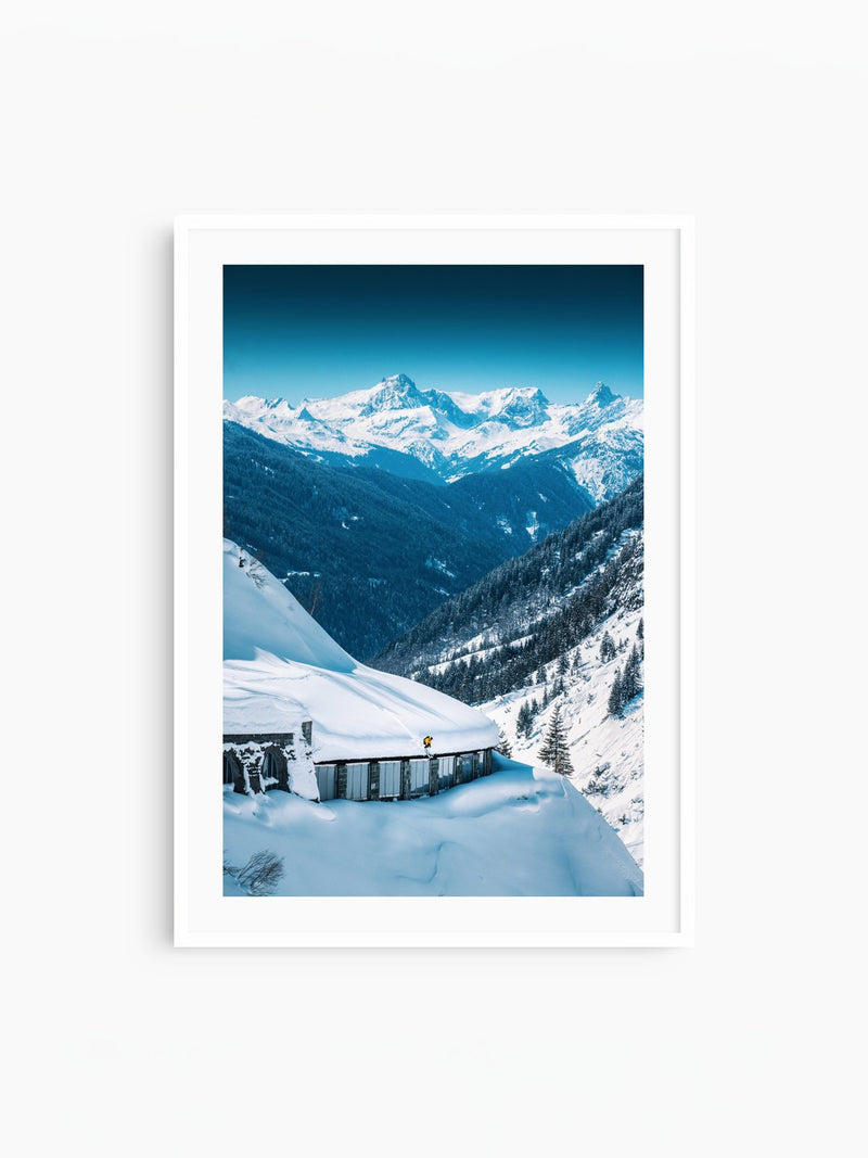 Ski Jump at the Flexenpass, Arlberg, white frame