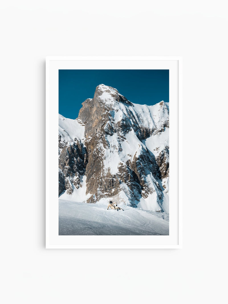 Skier Below the Zürser Seekopf, Arlberg, white frame