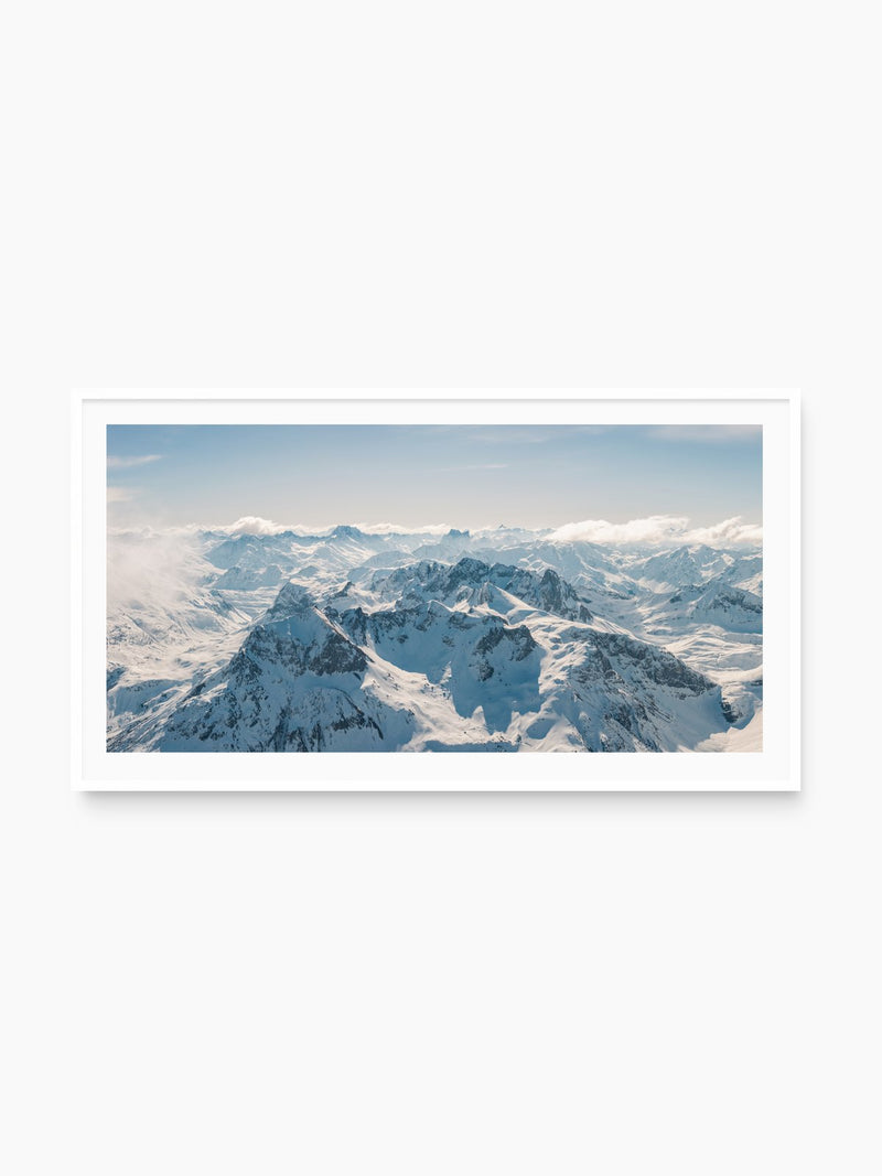 Snowy Peaks Above Zug, Lech, white frame