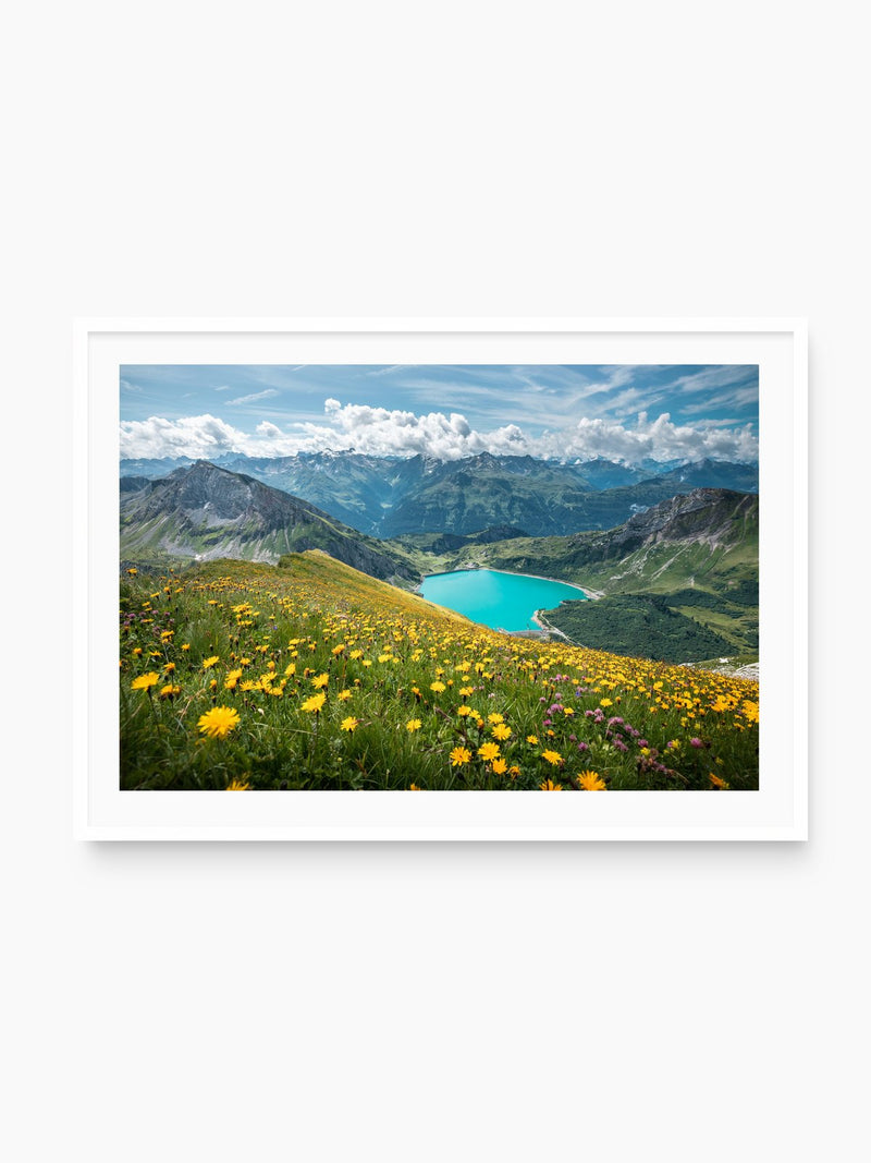 Spullersee Summer Meadow, Lech, white frame