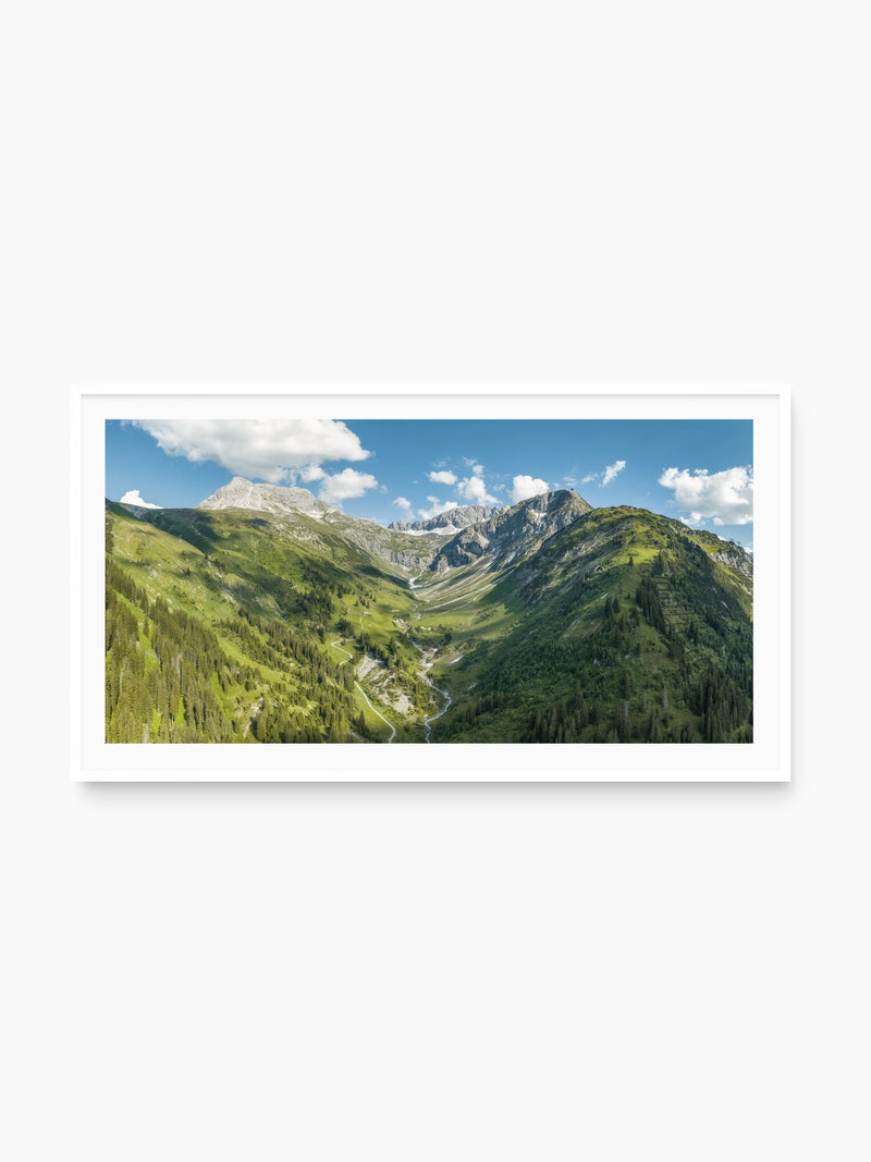 Summer Valley Near Lech, Arlberg, white frame
