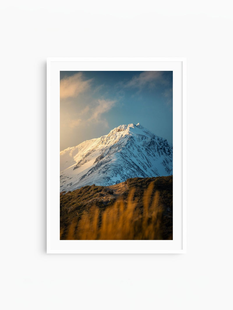 Sunlit Peaks, Ushuaia, white frame