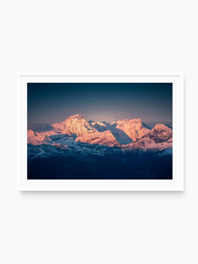 Drei Türmle Sunrise, Vorarlberg, white frame