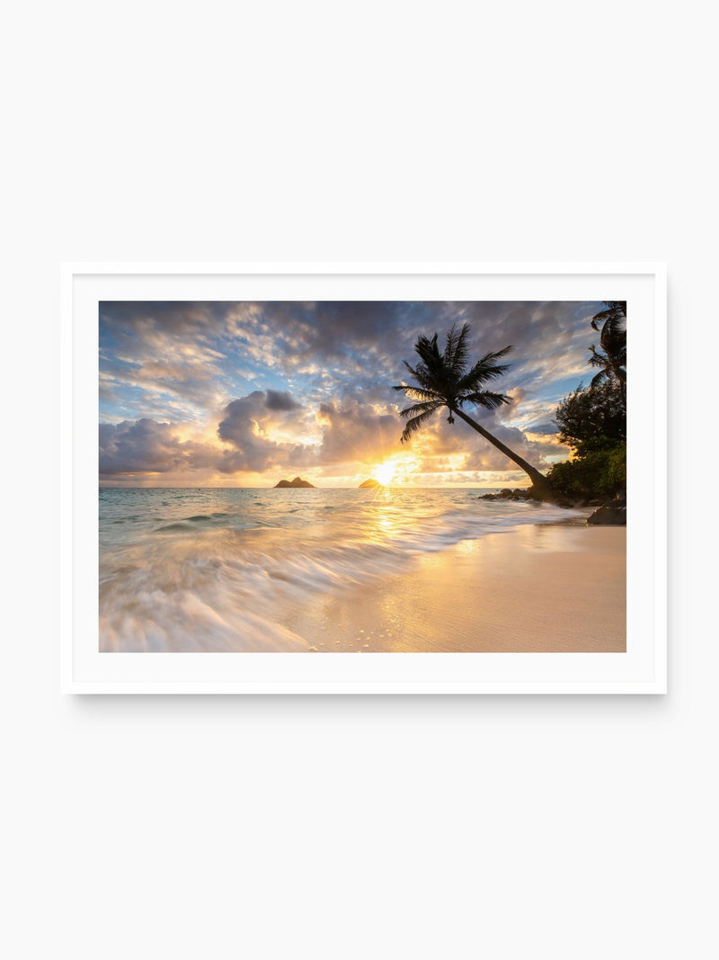 Lanikai Beach Sunrise, Oahu Hawaii, white frame