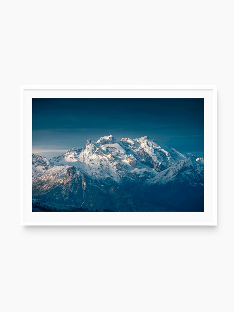 Sunrise at Muttjoechle, Drei Türme View, white frame