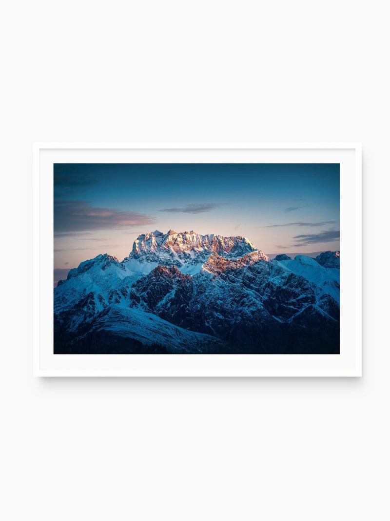 Rote Wand Alpenglow at Sunrise, Arlberg, white frame