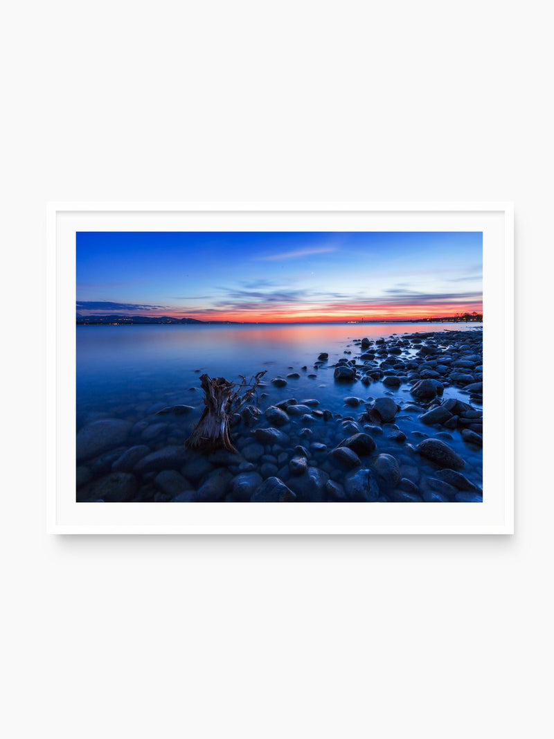 Sunset Reflections on Lake Constance, white frame