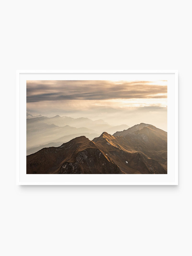 Alpine Cloud Inversion at Sunset, white frame