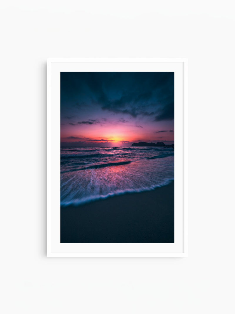 Falassarna Evening, Crete Beach, white frame