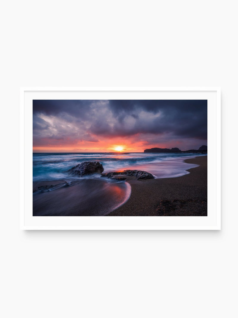 Falassarna Rocks at Sunset, Crete, white frame