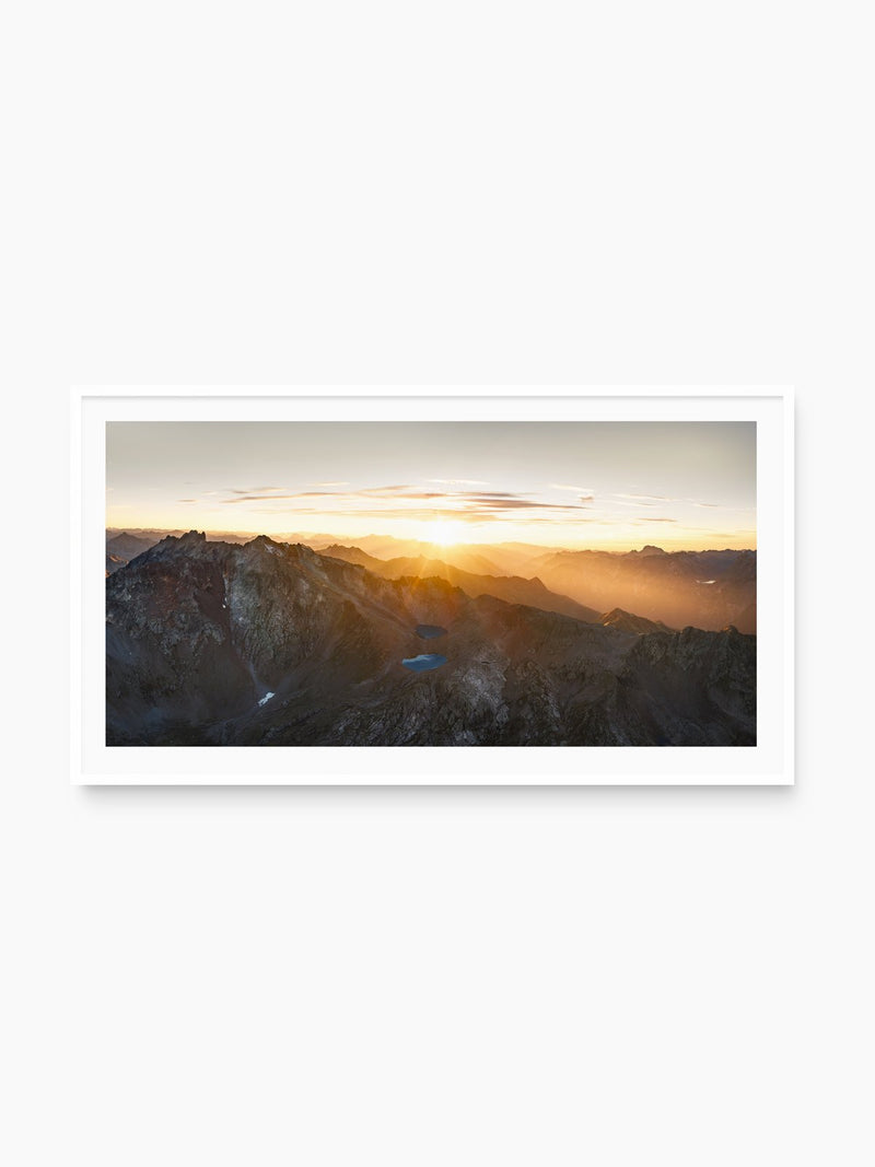 Sunset Over the Verwall, Arlberg, white frame
