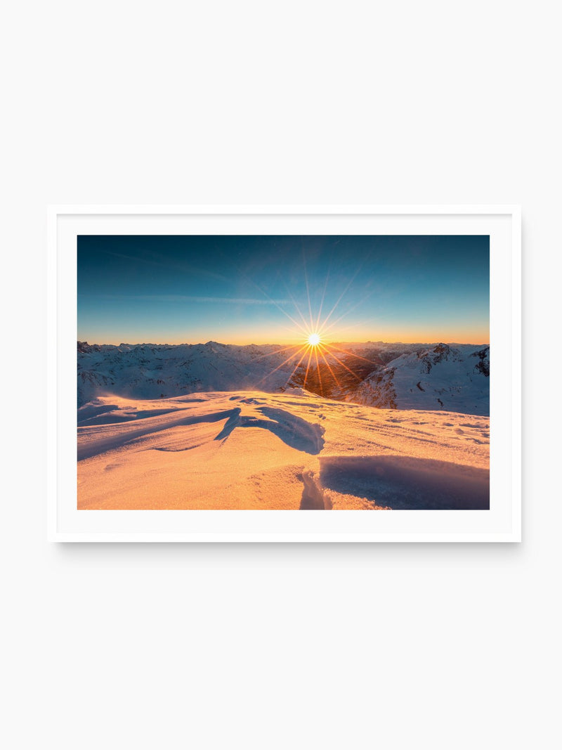 Trittkopf Sunset, Lech Arlberg, white frame