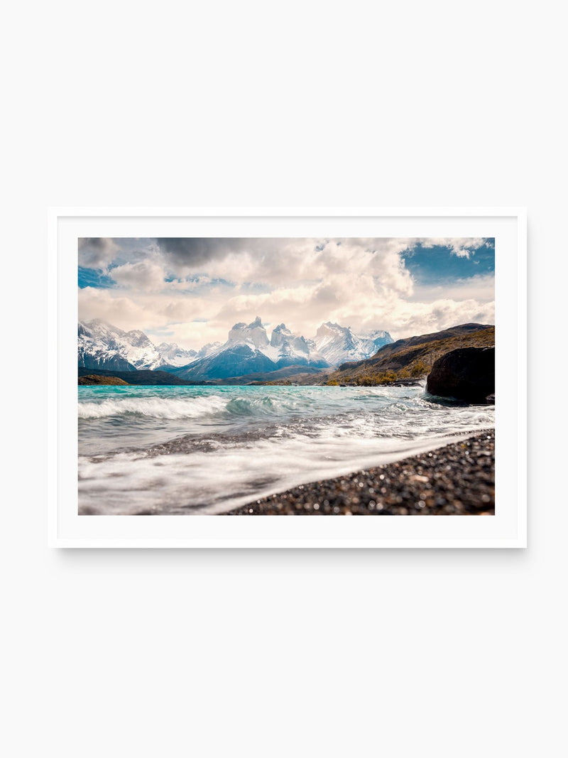 Torres del Paine, Dramatic Skies, white frame