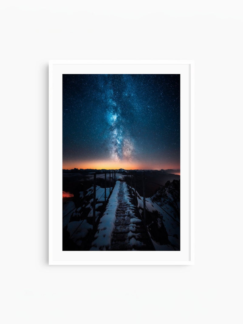 Milky Way over the Valluga, Arlberg, white frame