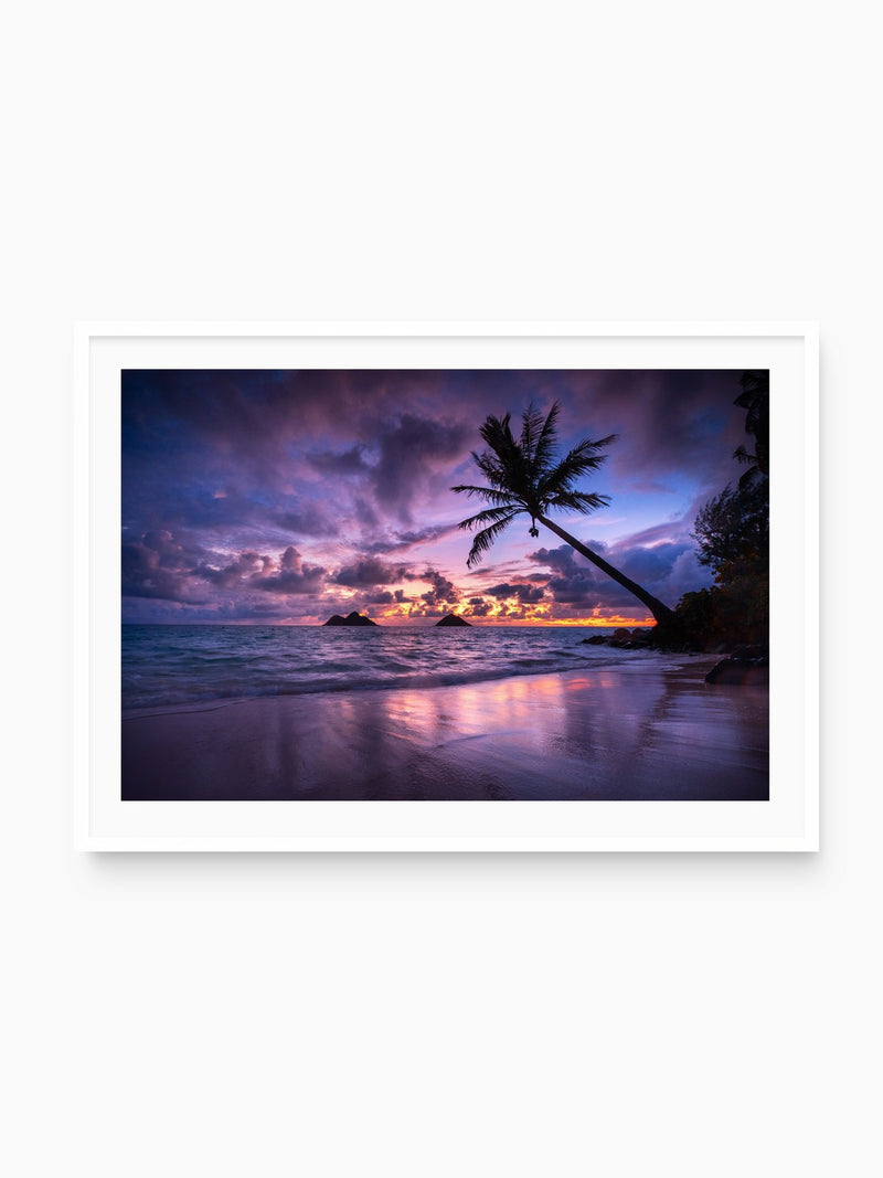Sunrise at Lanikai Beach, Oahu, white frame