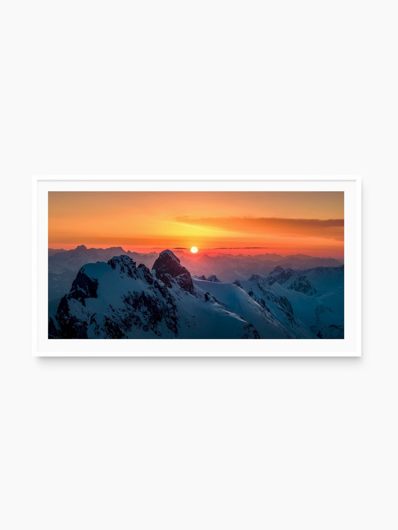 Winter Sunset Above Lech Zürs, Arlberg, white frame